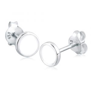 Elli Boucles d'Oreilles Femmes Clous d'oreilles Cercle Géo avec Émail Blanc en Argent Sterling 925
