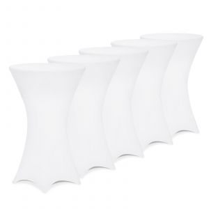 Deuba 5x Housse de table haute blanc à Ø70cm revêtement élastique