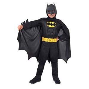 Ciao 11671.3-4 Batman Dark Knight Costume original DC Comics (Taille 3-4 ans) avec muscles pectoraux rembourrés, couleur