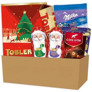 Milka Chocolat Noël - Côte d’Or Mini Roc Toblerone Barre Lait Mini Boîte Assortiment Père Noël Lait et Noisette Bonbons Oreo