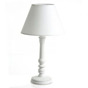 Atmosphera Lampe Bois - H. 36 cm - Blanc