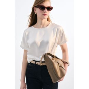 Sac soane en cuir naturel beige femme