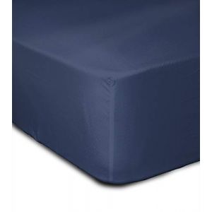 Drap housse coloré 100% coton Bonnet 25cm Bleu 180x200 cm