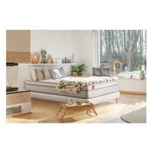 Ensemble sommier matelas LE PAISIBLE 90x190cm Mémoire de forme BioVisco Ep 24cm + sommier kit Blanc