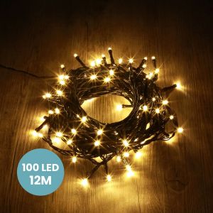 Image de SkyLantern Guirlande Noel 12M Intérieur et Extérieur 100 LEDs Blanc Chaud - Guirlande Lumineuse Sapin Cable Noir avec 8 Modes et Télécommande dont Minuteur pour Noel Decoration