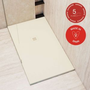 Receveur de douche Poalgi, extraplat, blanc Marfil, L.70 x l.100 cm, finition sable, s&eacute;rie Hos's