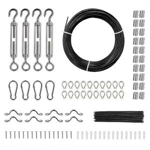 Cable Inox - VEVOR - Câble Métallique en Acier Inoxydable T304 1,59 mm 50 m 7x7 Revêtement PVC,Noir,pour Cordes à Linge,Lianes