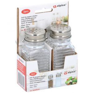 Alpina Salière Et Poivrière Verre/Acier Inoxydable Transparent/Argent 2 Pièces