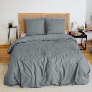 Home maison Parure de lit flanelle douce et confort Gris Fonc&eacute; 260x240 cm