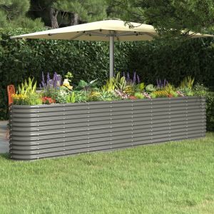 VidaXL Jardinière de jardin Acier enduit de poudre 332x40x68 cm Gris