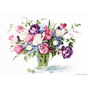 Lucas Luca-S LB2261 Kit pour Point de Croix Compté Motif Vase de Tulipes 26 x 33,5 cm