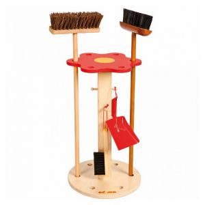 Support en bois pour balais - jeu Montessori