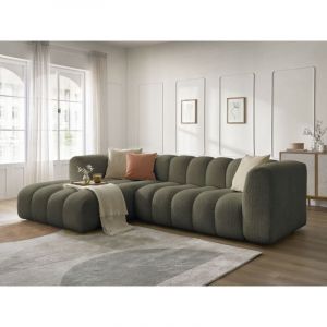 Bobochic Canap&eacute; d'angle fixe Canap&eacute; d'angle fixe talia tissu bouclette Angle gauche Vert