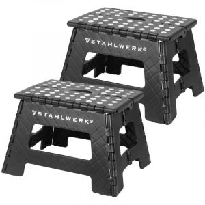Stahlwerk - Escabeau pliant KT-2 st Lot de 2 avec capacité de charge de 150 kg Tabouret marchepied pliable