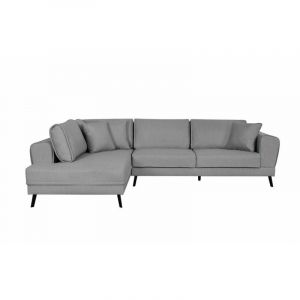 Loungitude Canap&eacute; d'angle INDIA convertible 2 coffres en tissu - Angle Gauche, Gris clair - Gris clair