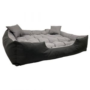 Image de Ecco Lit pour chien et chat avec coussin Nylon imperm&eacute;able lavable Dimensions ext&eacute;rieures : 130x105cm, Gris/noir