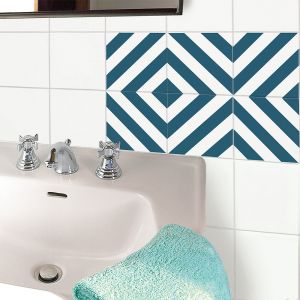 Plage Sticker adhésif déco Home Staging, 6 pièces, formes géométriques bleues, 15x15 cm - Décorez votre intérieur avec style - Bleu