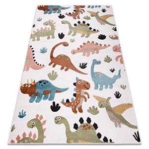 Image de Rugsx - Tapis fun Dino pour enfants Dinosaures crème multicolor 80x150 cm