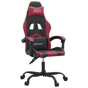 VidaXL Chaise gaming pivotante Noir et rouge bordeaux SimilicuirChaise Gamer Siège Gaming Fauteuil Gamer