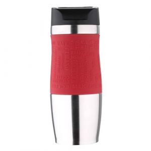 Bergner Mug de Voyage Thermique en Acier Inoxydable et Silicone 400ml Rouge