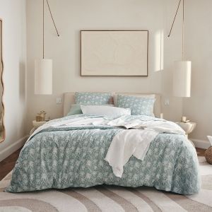 Essix Housse de couette en percale de coton bleu 260x240
