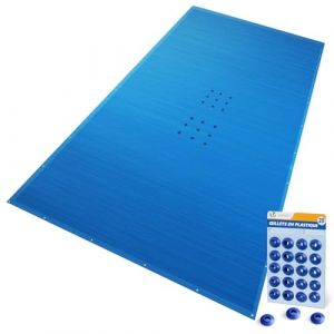 VOUNOT Bâche Piscine Rectangulaire en Polyéthylène 160g/m2 Bâche Imperméable Résistante Double Couche avec Oeillets en Aluminium Couverture Étanche 5x10m Bleu Foncé