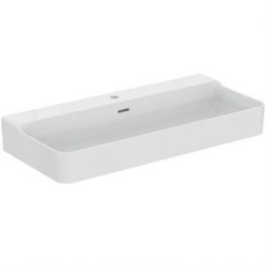 Ideal Standard Lavabo conca 1000x450x165mm, sablé blanc 1 trou robinetterie, avec trop-plein