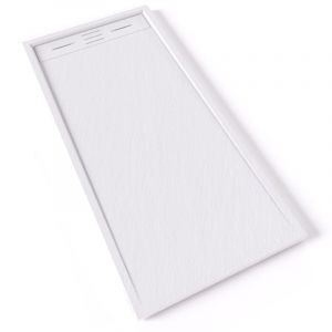 HIEMAL Receveur de douche 70 x 150 cm r&eacute;sine Blanc aspect ardoise + bonde incluse - Salle de bain