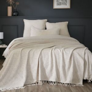 L'effet Papillon - Plaid 180 x 220 cm en coton textur&eacute; Sixtine &ndash; Pampa