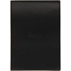 Image de Rhodia 118169C - Porte-bloc ePURE noir format 15,5 x 22,3 cm, en simili cuir, avec porte-crayon + bloc N&deg;16 quadrill&eacute; 5x5