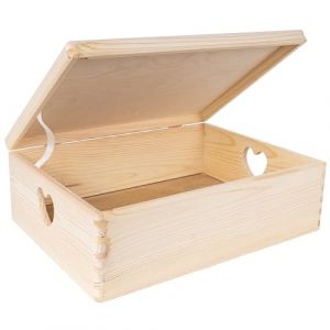Creative Deco XL Grande Boîte Noel en Bois avec Couvercle à Décorer | 40 x 30 x 14 cm