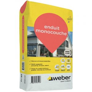 Weber Enduit monocouche de façade extérieur pierre claire 25 kg - d'imperméabilisation et décoration façades