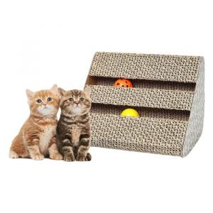 Grattoir pour Chat - NIKCORP - Triangle - 27.3x17.5x17.5 cm - Carton - Jouet Balle