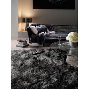 Benuta Tapis shaggy à poils longs Bright Anthracite 160x230 cm - Tapis doux pour salon