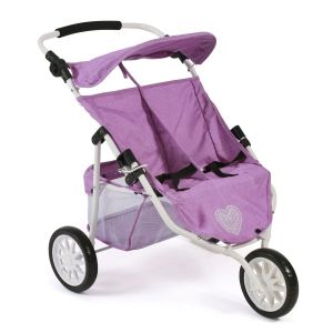 Image de Bayer Chic Poussette Jogger 3 roues pour poupées jumelles, Mélange violet