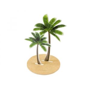 Déco table palmiers sur socle sable 15x10cm - hobi dek0309