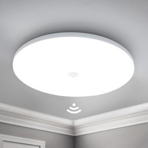 Plafonnier LED Detecteur de Mouvement 24W 2400LM 30CM Rond Lampe Plafond Moderne 6500K Blanc Froid Escalier Couloir Garage Balcon