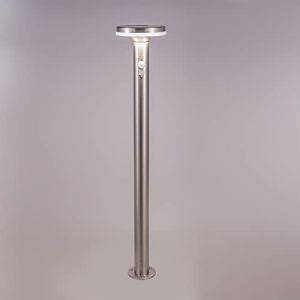 Lumihome Borne solaire LIVING 85 cm Inox avec sortie USB int&eacute;gr&eacute;e - 75 &agrave; 600 lumens - Avec d&eacute;tecteur de pr&eacute;sence - Batterie rempla&ccedil;able