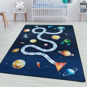 Tapis d'Enfant Chambre - Titan - Planète - Navy - 80 x 120 cm - 100% Polypropylène - SIMPEX