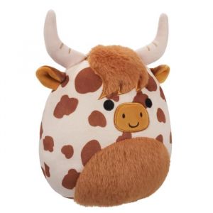 Jazwares Squishmallows Original Peluche de 19 cm- Alonzo la Vache Brune et Blanche - Peluche Officielle