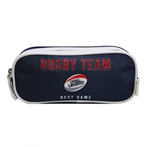 Trousse scolaire 2 compartiments Phileas Rugby Bleue Bagtrotter