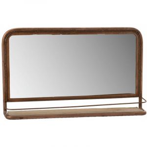 Image de Amadeus Miroir en métal cuivré avec étagère en bois Marron