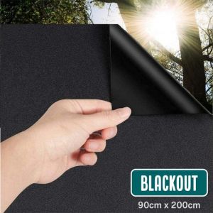 Homewell Tissu occultant 90x200cm - Film occultant pour fenêtre - Anti-Incidence, Isolation et Protection Solaire - Réutilisable - Statique - Noir