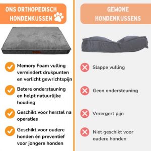 By Cee Cee Coussin orthopédique pour chien - Panier orthopédique pour chien - Royal Collection Dog Bed - Tissu côtelé - Gris - 100x70 - Mousse à mémoire de forme