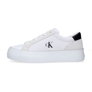 Calvin Klein Baskets Vulcanis&eacute;es Femme Flatform Nylon Mix avec Logo, Blanc (Bright White/Bla, 36