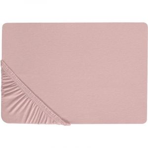 Beliani Drap-housse en coton 140 x 200 cm rose