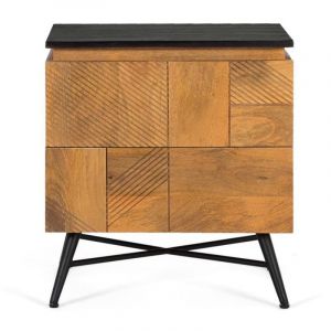Table de chevet en bois de manguier avec finition naturelle