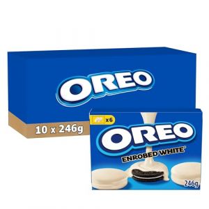 Oreo 10 Boîtes de 6 sachets de biscuits enrobés au chocolat blanc et fourrés goût vanille - (20x246g)