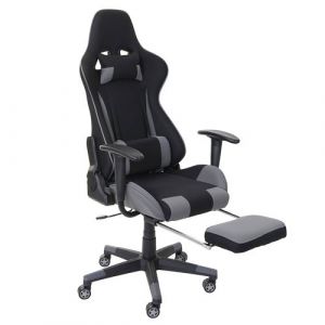 Mendler Chaise de bureau HWC-D25 XXL, capacité 150kg, tissu ~ noir/gris