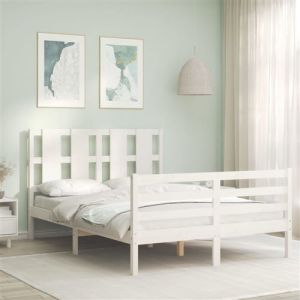 VidaXL Cadre de lit avec tête de lit blanc 140x190 cm bois massif 3194097